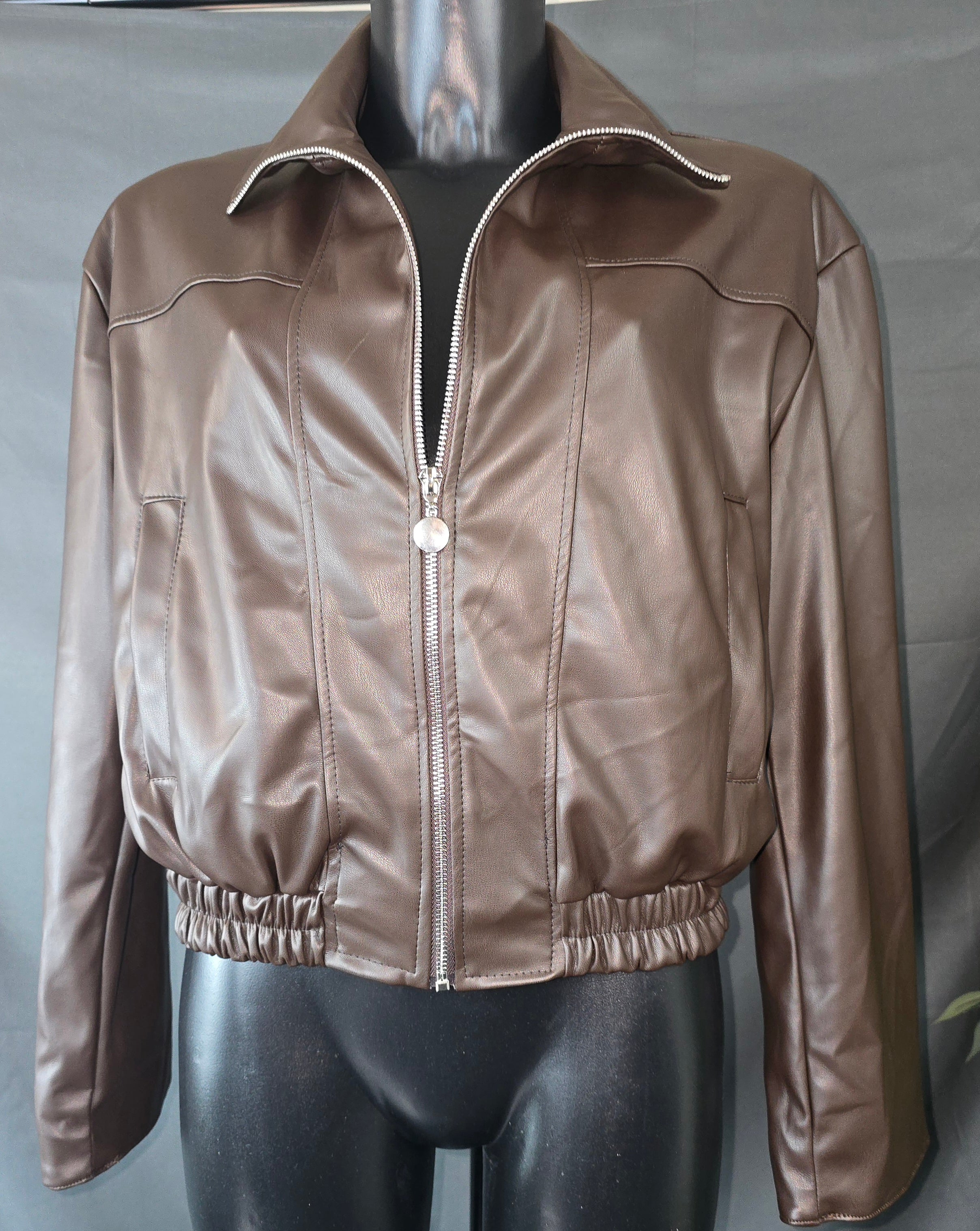 Faux leren bomber jack